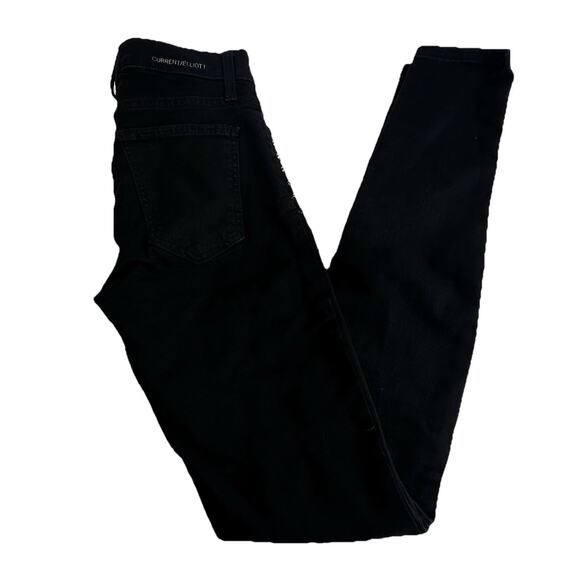 Current/Elliott Studded Jet Black Ankle Skinny Jeans Size 25 - Picture 9 of 9